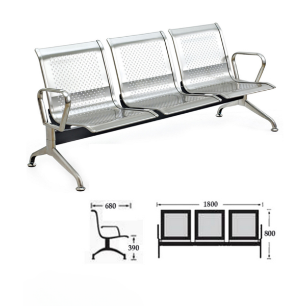 Ghế băng chờ 3 chỗ ngồi inox: GBCI03 - Hình ảnh 8