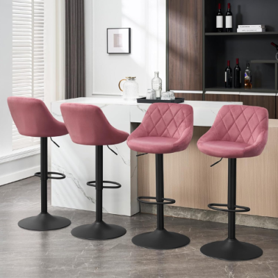 Ghế quầy bar bọc vải nhung chân trụ