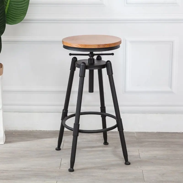 Ghế bar chân sắt mặt gỗ cổ điển: GBS75 - Hình ảnh 4