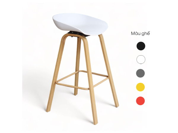 Ghế bar Hay chân gỗ polywood mặt ngồi nhựa PP: GBH74 - Ảnh 6