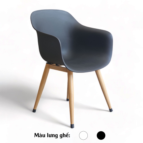 Ghế cafe Eames nhựa đúc chân sắt giả gỗ: CFN3048A - Hình ảnh 2
