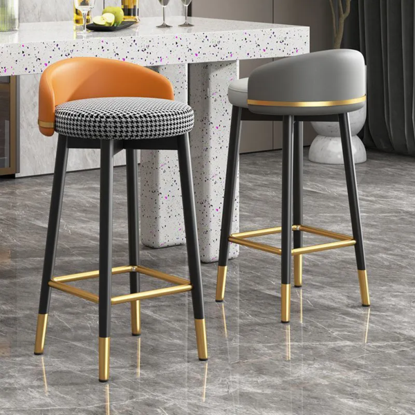 Ghế đảo bếp cao cấp chân cố định nệm da xoay tròn: GB38 - Hình ảnh 2