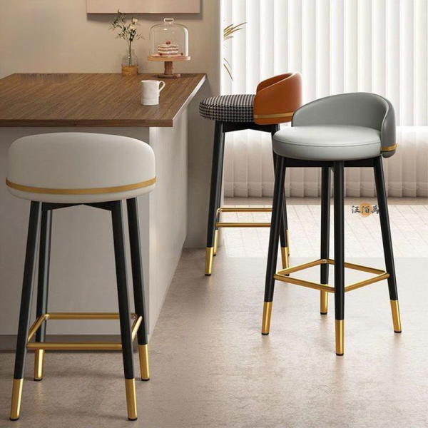 Ghế đảo bếp cao cấp chân cố định nệm da xoay tròn: GB38 - Hình ảnh 11
