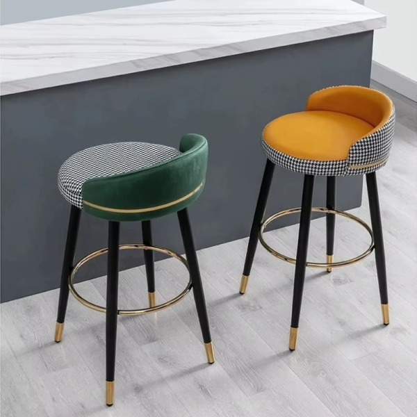 Ghế đảo bếp cao cấp chân cố định nệm da xoay tròn: GB38 - Hình ảnh 7