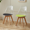 Ghế Eames mica trong suốt lót nệm chân gỗ: CFM05