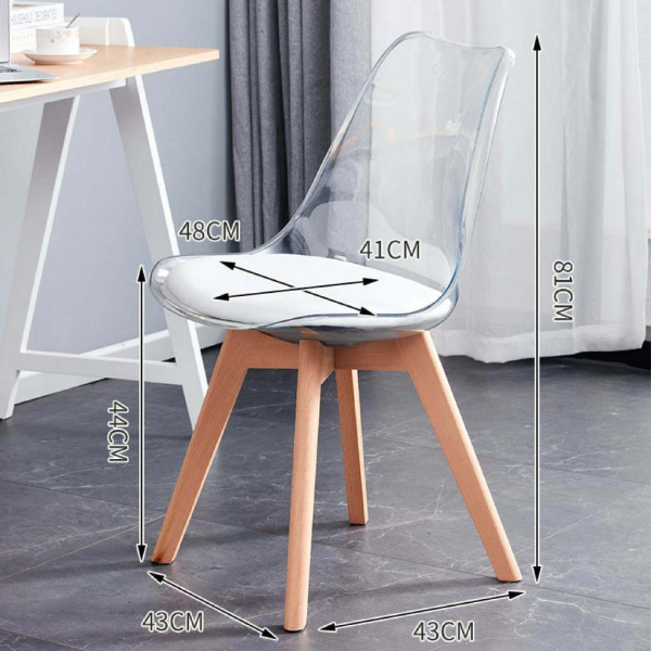 Ghế Eames mica trong suốt lót nệm chân gỗ: CFM05 - Hình ảnh 13