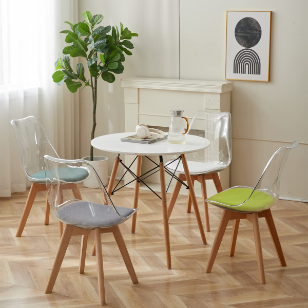 Ghế Eames mica trong suốt lót nệm chân gỗ: CFM05 - Hình ảnh 7