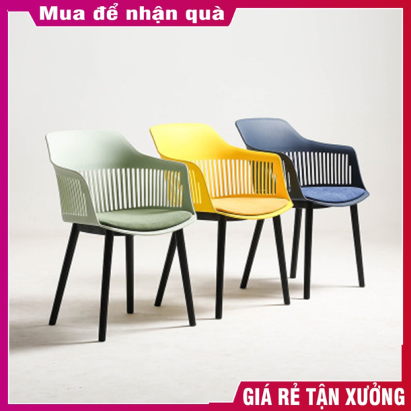 Ghế full nhựa có tay nhiều màu lót nệm: CFN3062 - Ảnh 12