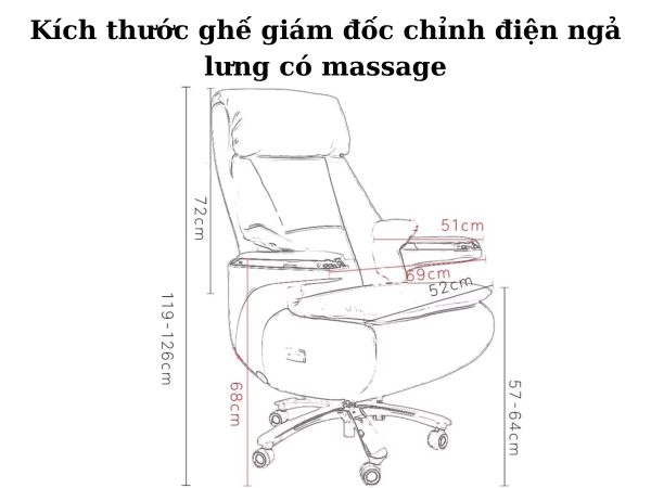 Ghế giám đốc có massage ngả lưng chỉnh điện: GDE220 - Hình ảnh 16