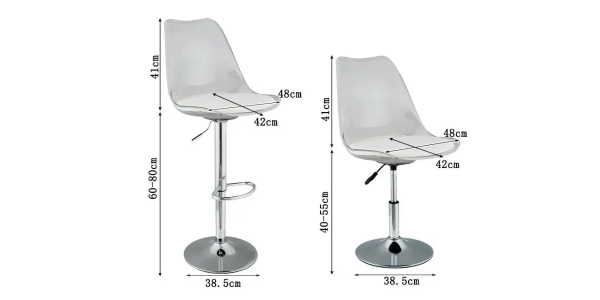 Ghế quầy bar bằng nhựa PET tối giản hiện đại, Ghế xoay Tulip, Ghế quầy bar cao bằng nhựa Acrylic trong suốt - Hình ảnh 4