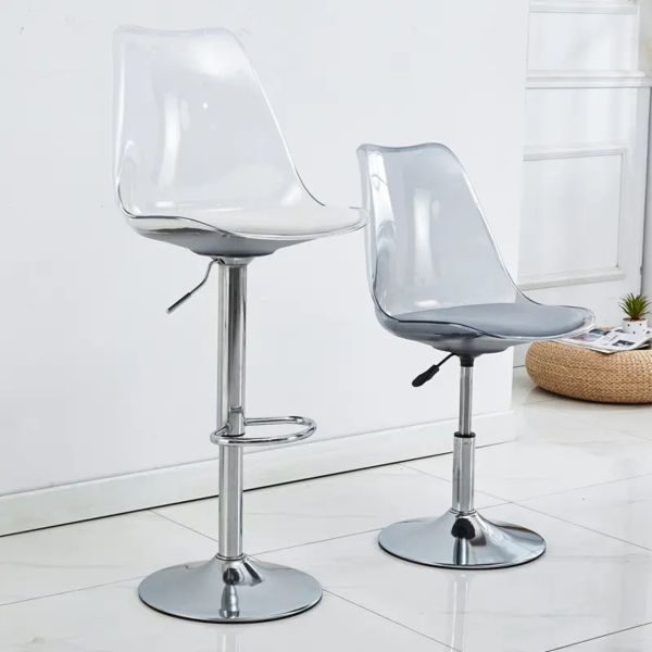 Ghế quầy bar bằng nhựa PET tối giản hiện đại, Ghế xoay Tulip, Ghế quầy bar cao bằng nhựa Acrylic trong suốt - Hình ảnh 6