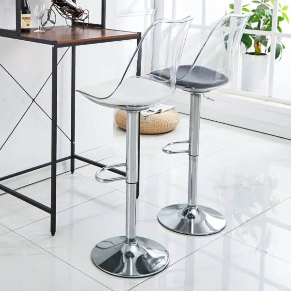 Ghế quầy bar bằng nhựa PET tối giản hiện đại, Ghế xoay Tulip, Ghế quầy bar cao bằng nhựa Acrylic trong suốt - Hình ảnh 5
