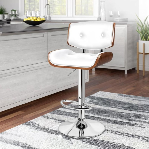 Ghế quầy bar cao cấp lưng gỗ polywood đệm da: GB37 - Hình ảnh 9