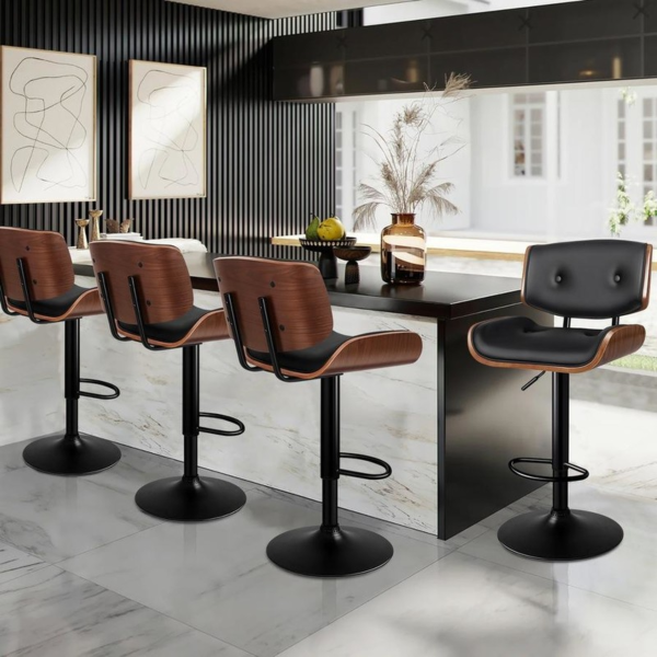 Ghế quầy bar cao cấp lưng gỗ polywood đệm da: GB37 - Hình ảnh 6