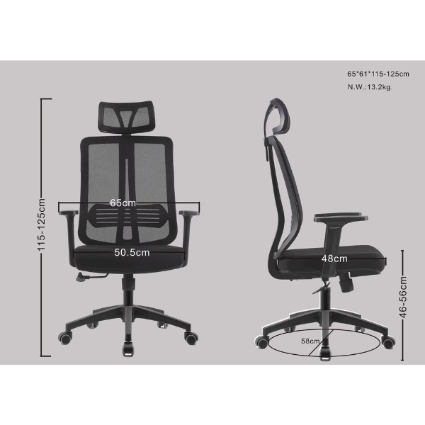 Ghế công thái học lưng lưới có tựa đầu: CTH127 - Ảnh 8