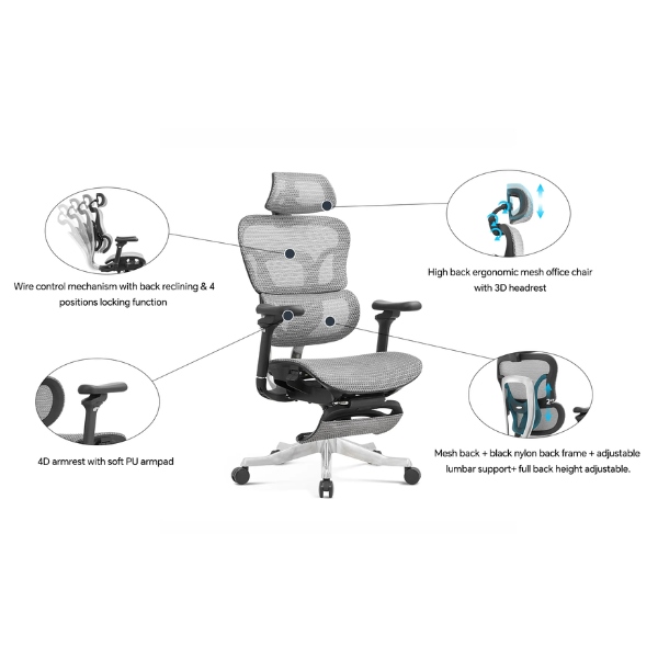 Ghế công thái học lưới mesh toàn phần tựa đầu 3D thoải mái: CTH733 - Ảnh 7
